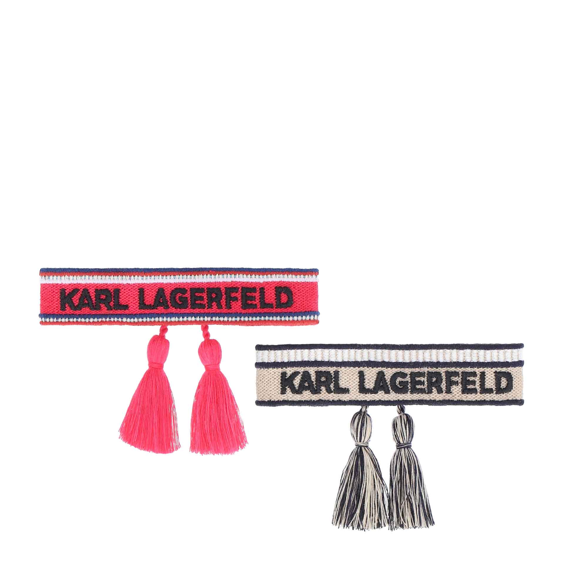 Karl Lagerfeld K/Woven Set aus zwei Armbändern pink & natur