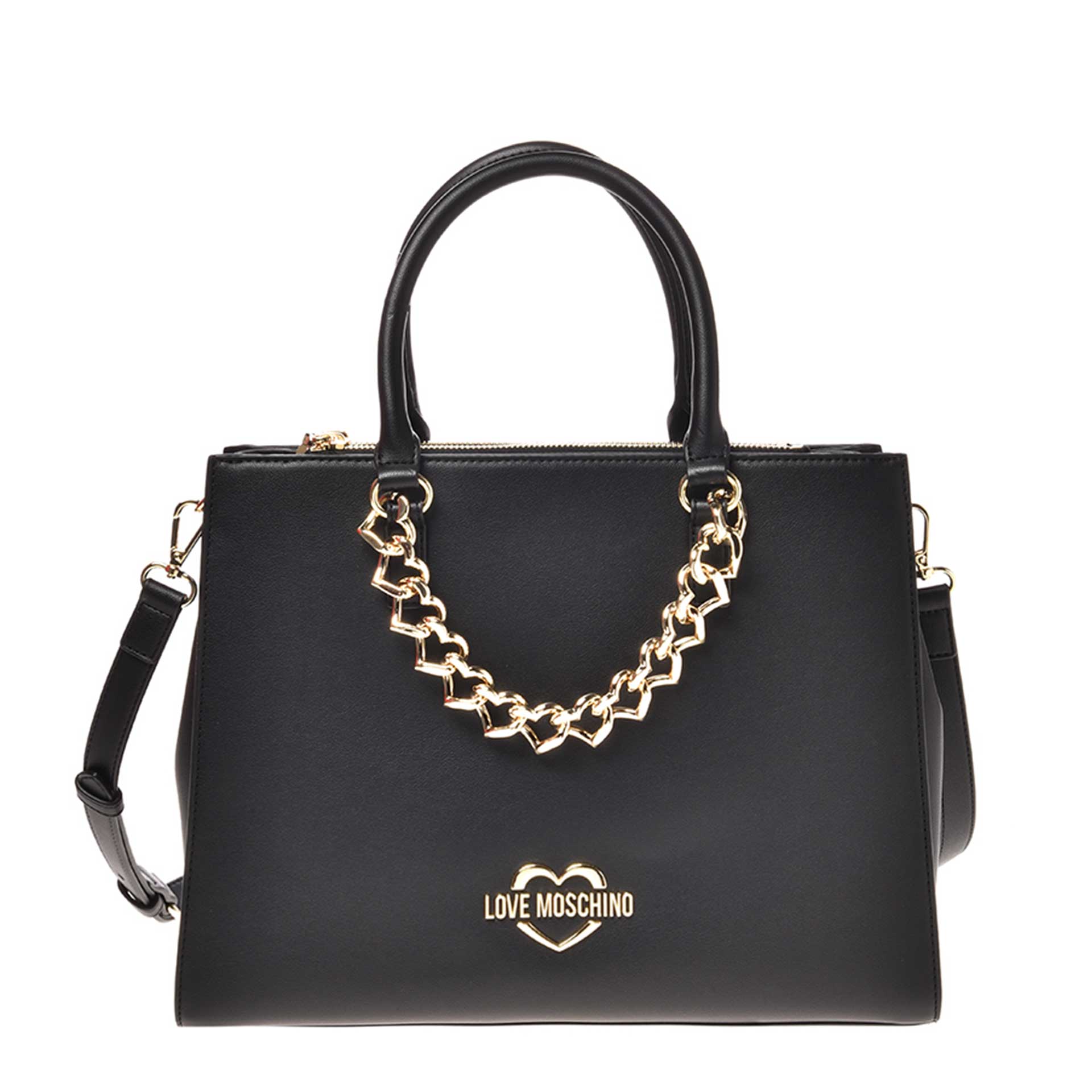 LOVE MOSCHINO Heart Chain Top-Handle Bag black