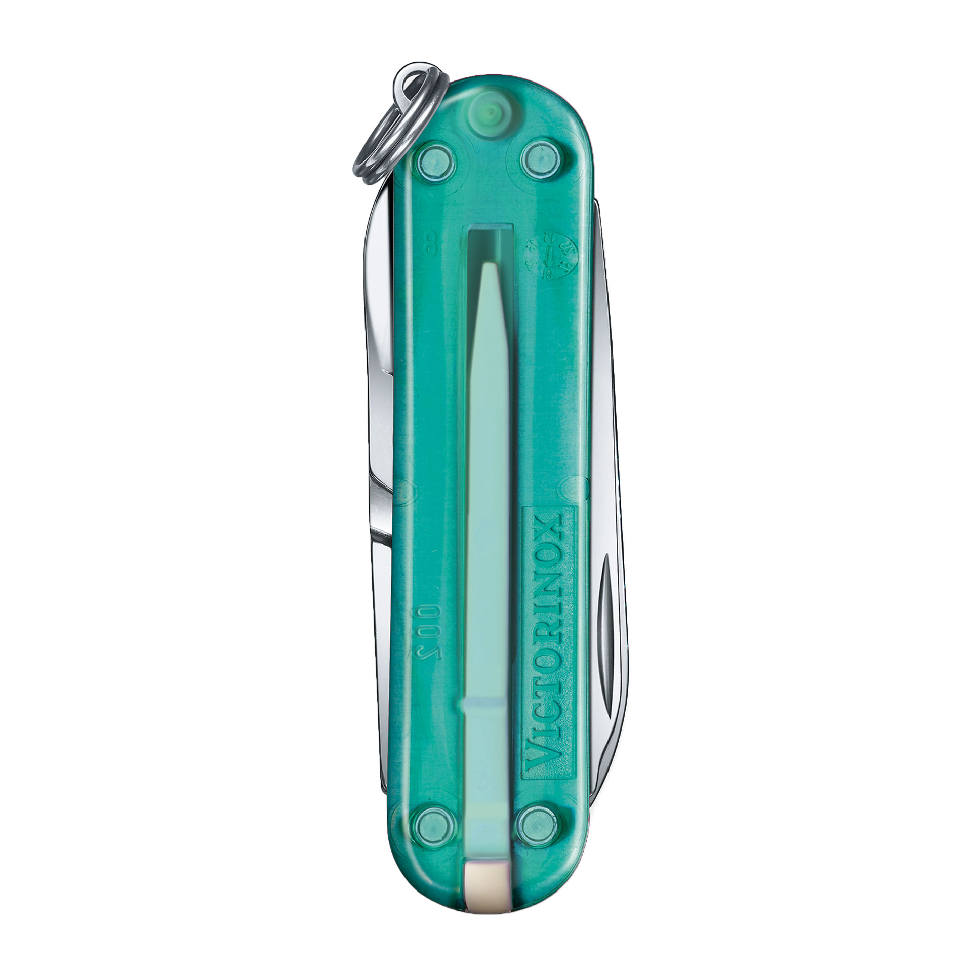 VICTORINOX Classic SD Taschenmesser mit 7 Funktionen 58mm transparent tropical surf