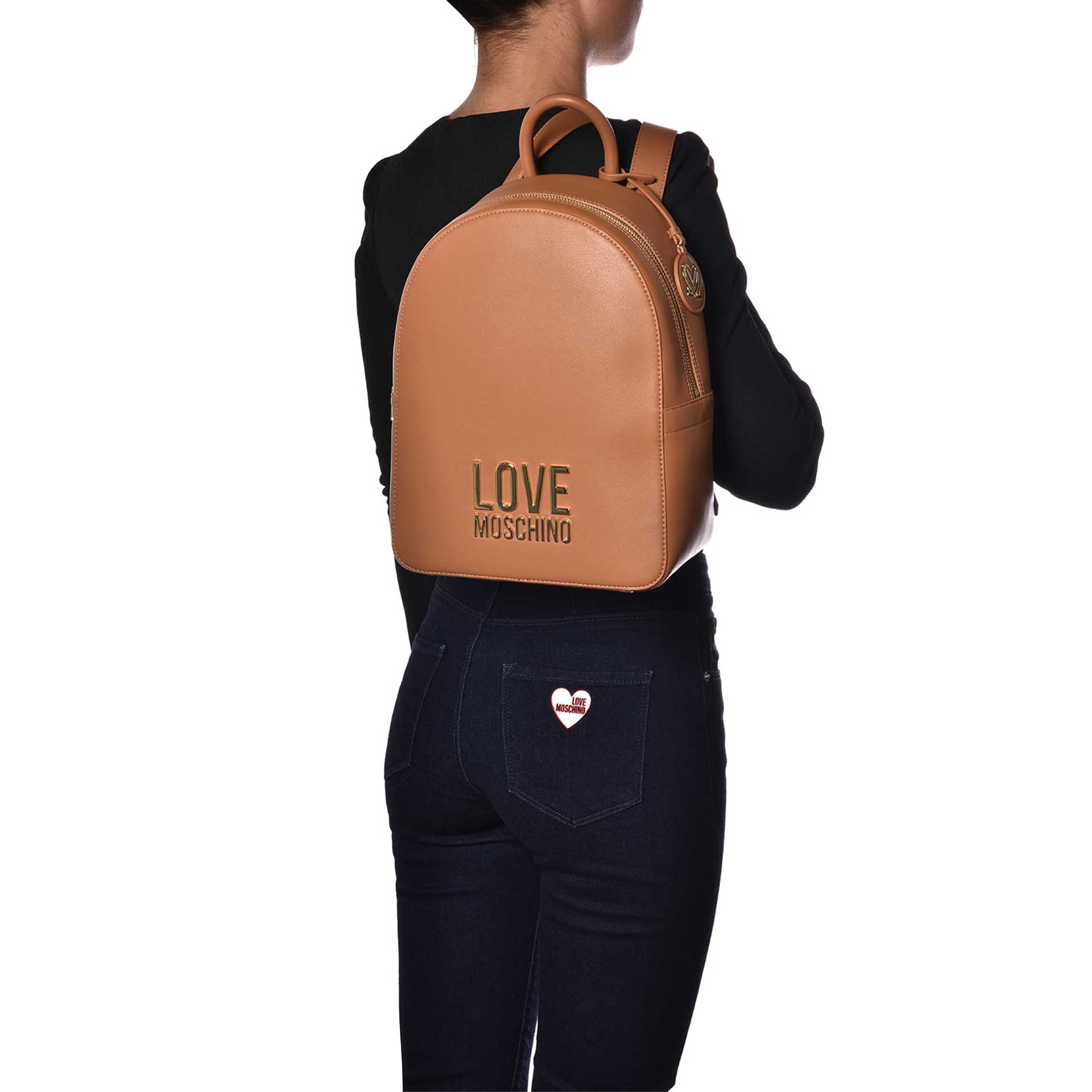 LOVE MOSCHINO Lettering Rucksack cuoio