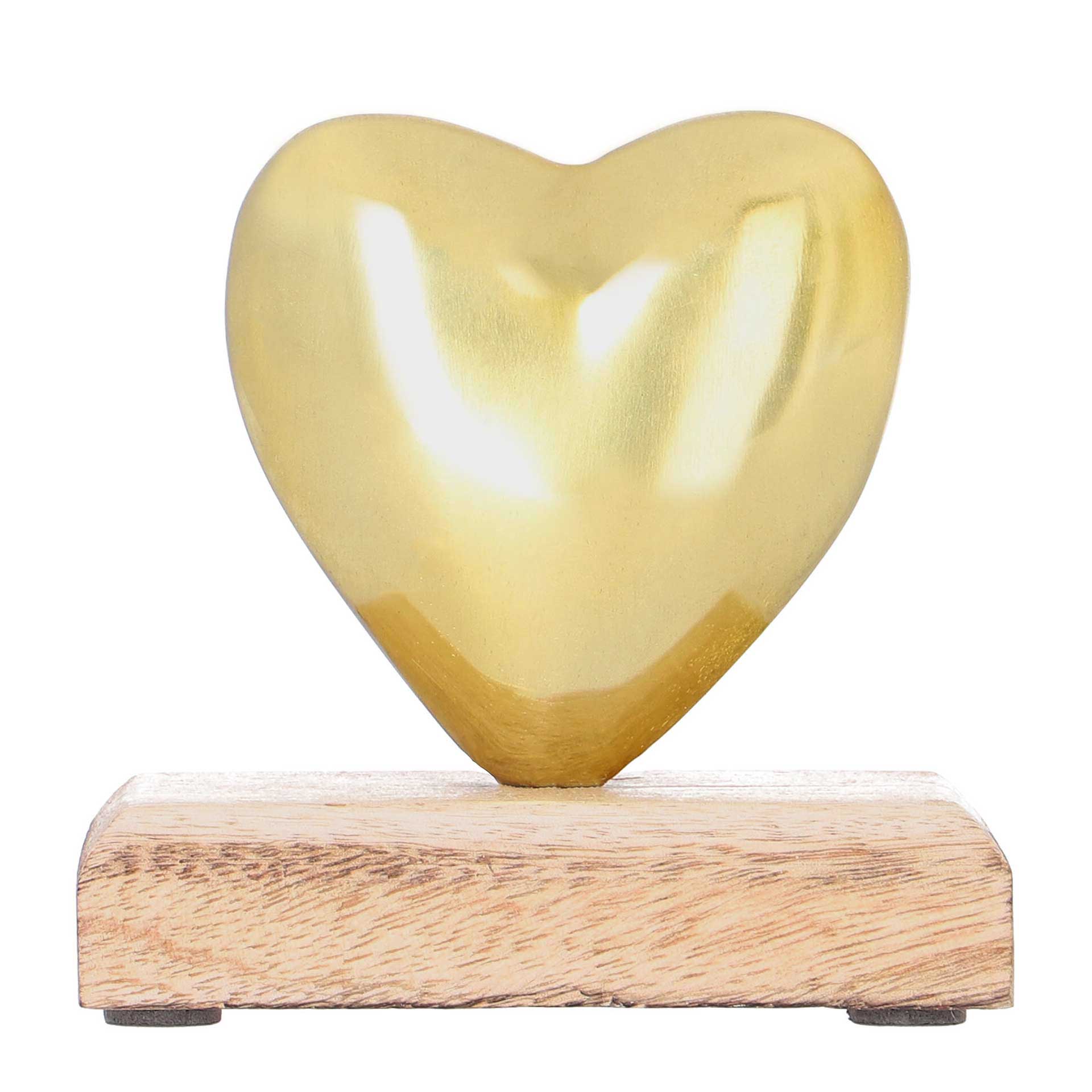 Boltze Irinka Dekoaufsteller Herz mit Stand 11 cm aus Aluminium gold