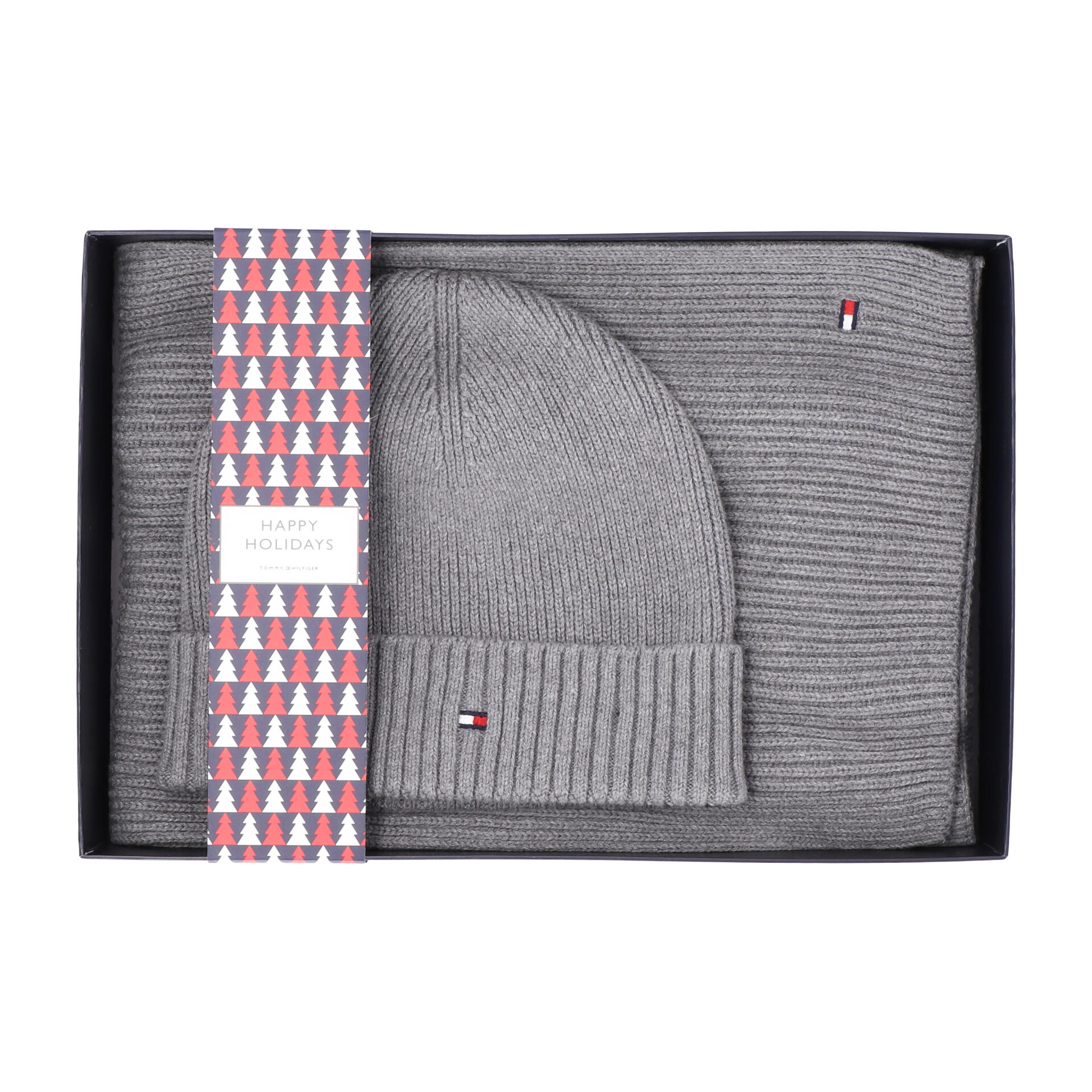Tommy Hilfiger Essential Mütze mit Schal im Geschenkset mid grey heather