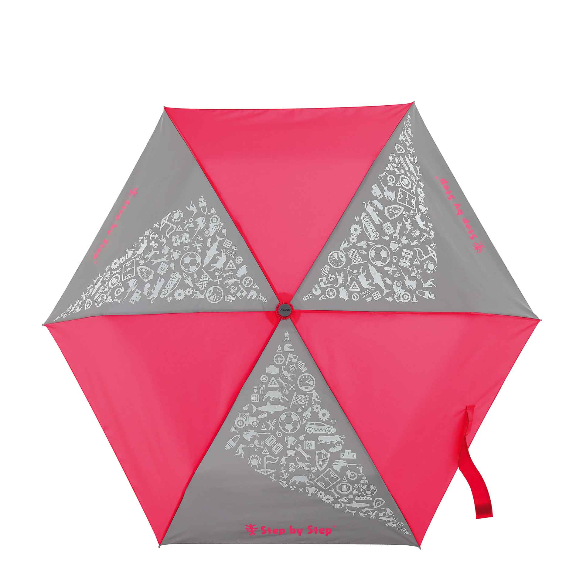 Step by Step Reflektierender Regenschirm neon pink