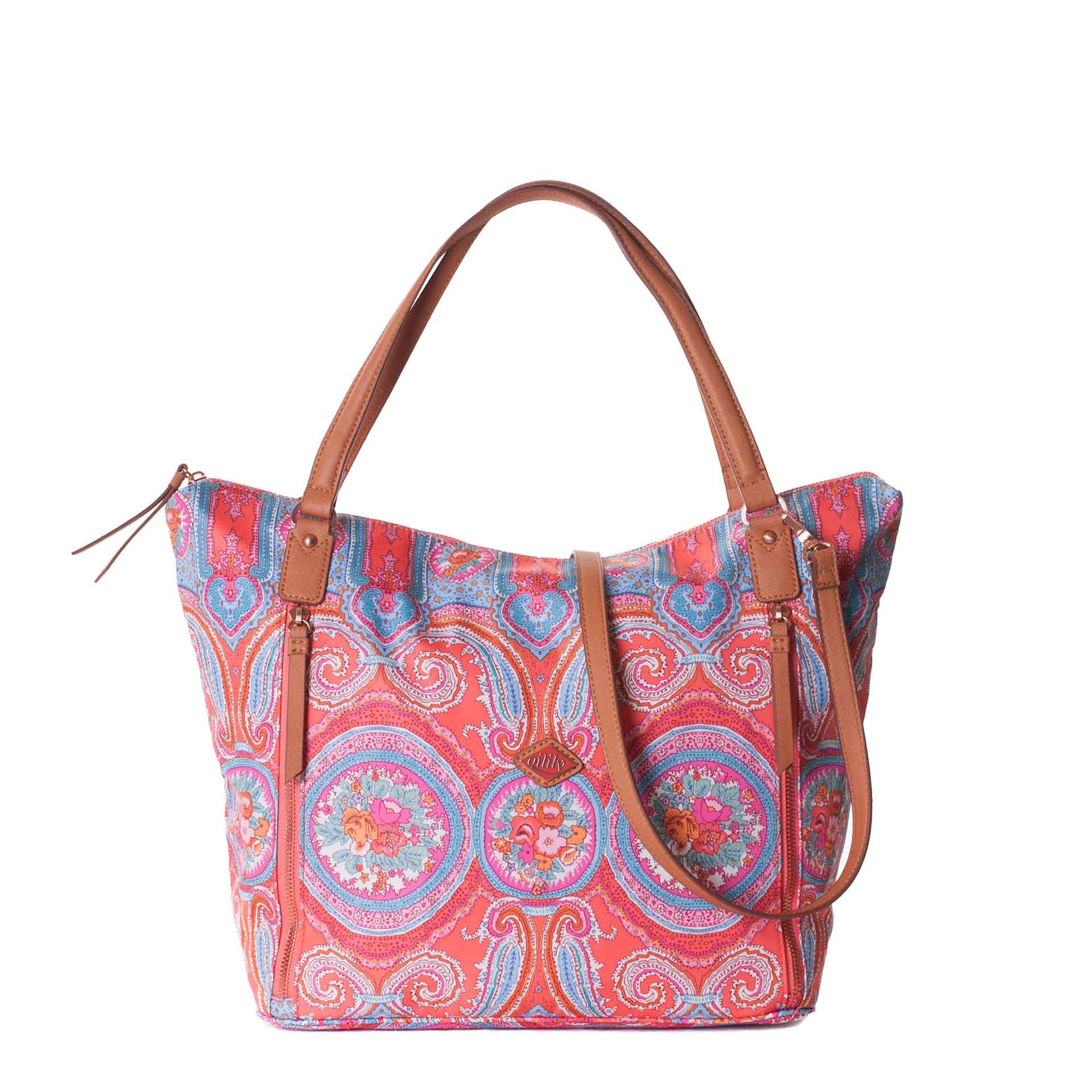 Oilily City Rose Paisley Shopper hot coral
