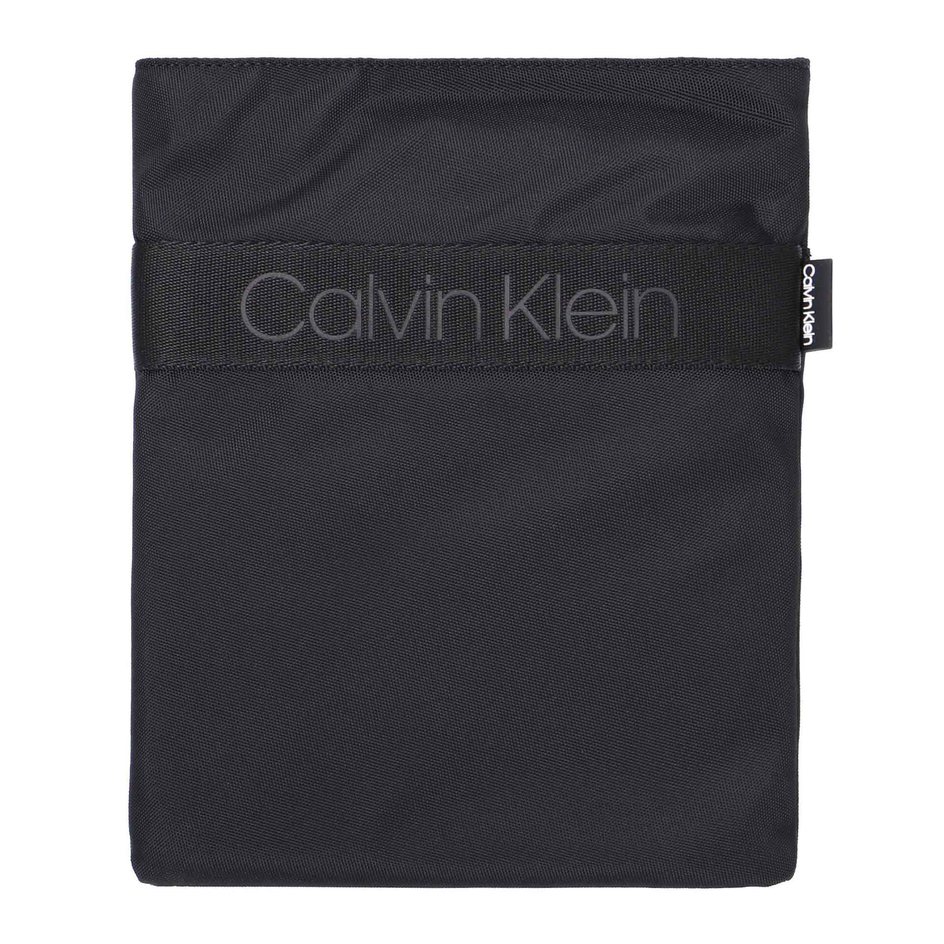 Calvin Klein Nastro Logo Flache Umhängetasche black